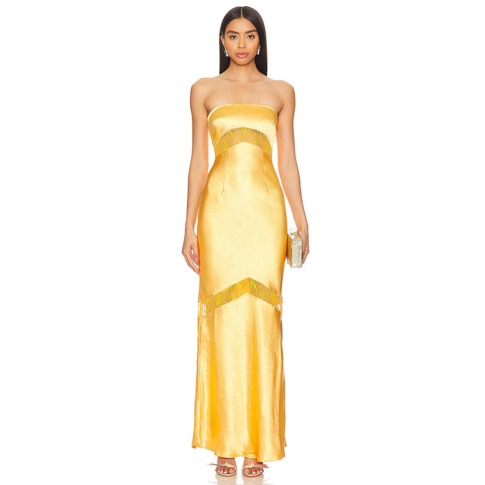 Elegant Yellow Strapless Dress